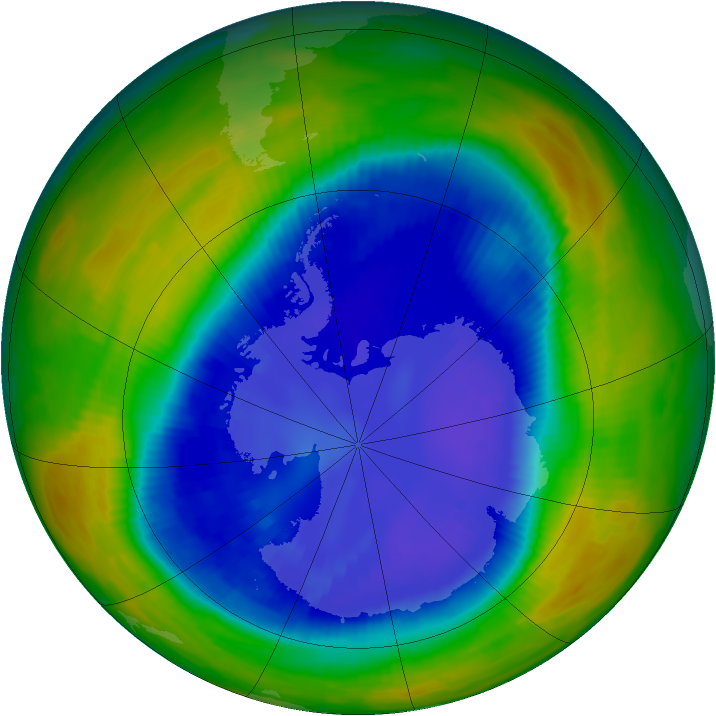 Antarctic ozone map for 31 August 1996